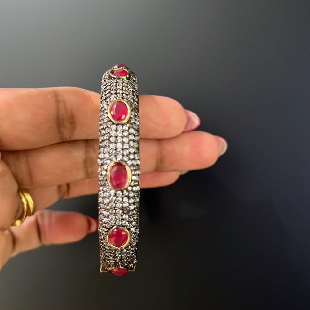 Hot pink black polish bracelet
